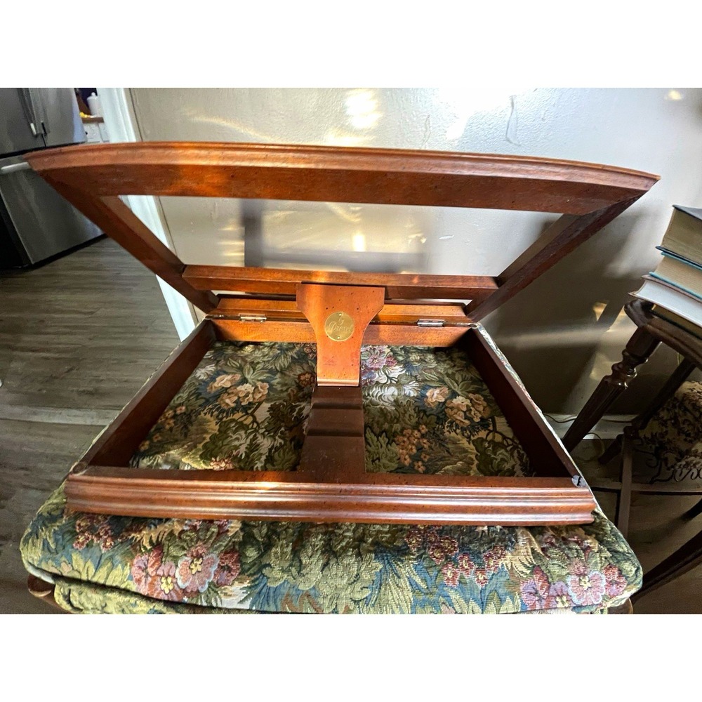 Drexel Brown Wood Adjustable Book Stand Tray Top w/ "by Drexel" Medallion